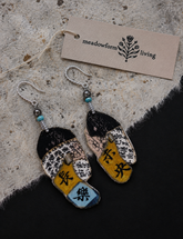 Kinsai Vintage Calligraphy Fabric Earrings