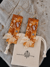 Rust Dye Linen Art Earrings