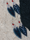 Green Leaf Embroidery Fabric Earrings
