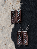 Purple Brown Botanical Embroidery Earrings