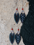 Green Leaf Embroidery Fabric Earrings