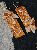 Rust Dye Linen Art Earrings