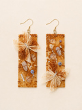 Rust Dye Linen Art Earrings
