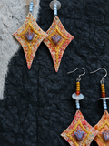 Geometric Diamond Fabric Star Earrings