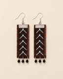 Purple Brown Botanical Embroidery Earrings