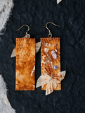 Rust Dye Linen Art Earrings