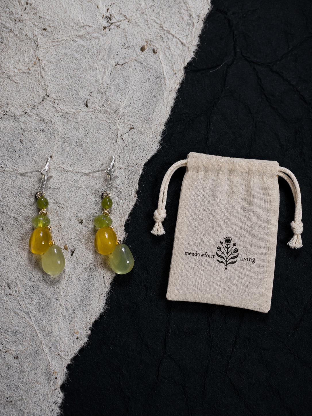 Autumn Yellow Crystal Glass Earrings