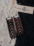 Purple Brown Botanical Embroidery Earrings
