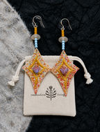 Geometric Diamond Fabric Star Earrings