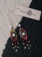 Beaded Tassel Fabric Art Earrings