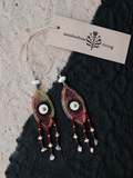 Beaded Tassel Fabric Art Earrings