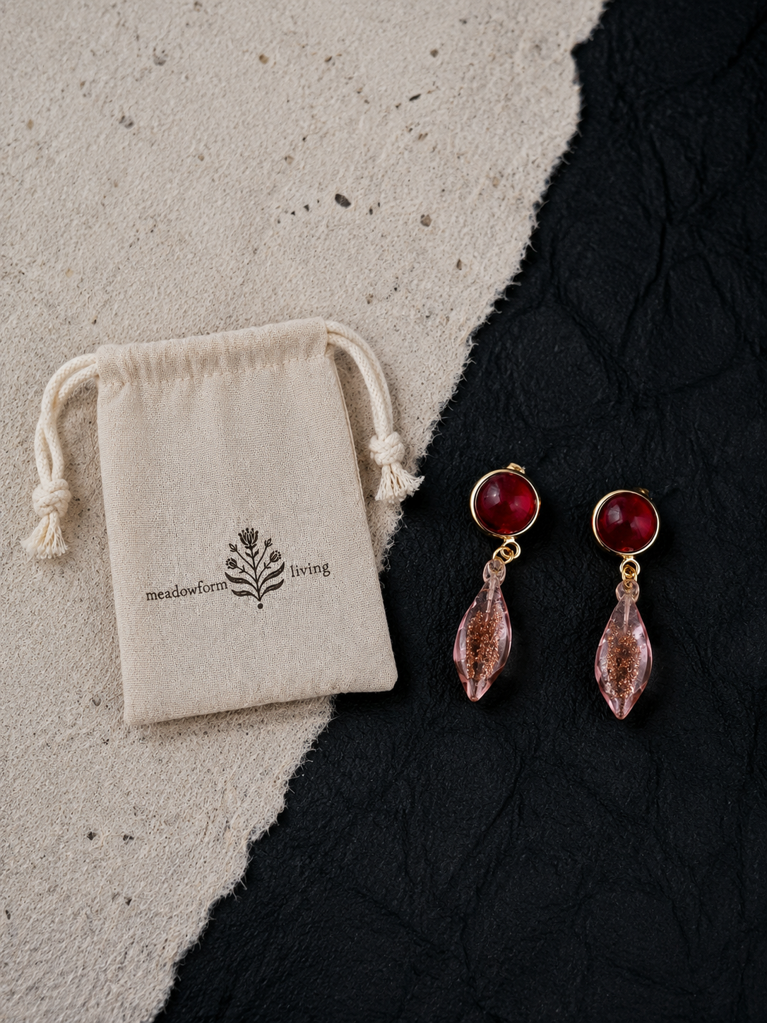 Vintage Chinese Style Glass Teardrop Earrings