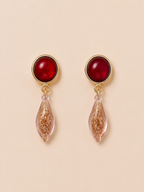 Vintage Chinese Style Glass Teardrop Earrings