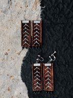 Purple Brown Botanical Embroidery Earrings