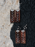 Purple Brown Botanical Embroidery Earrings