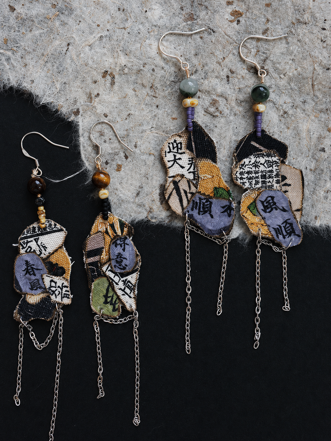 Kinsai Ink Art Fabric Earrings