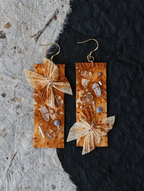 Rust Dye Linen Art Earrings