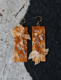 Rust Dye Linen Art Earrings