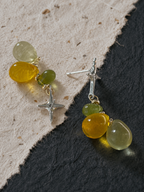 Autumn Yellow Crystal Glass Earrings