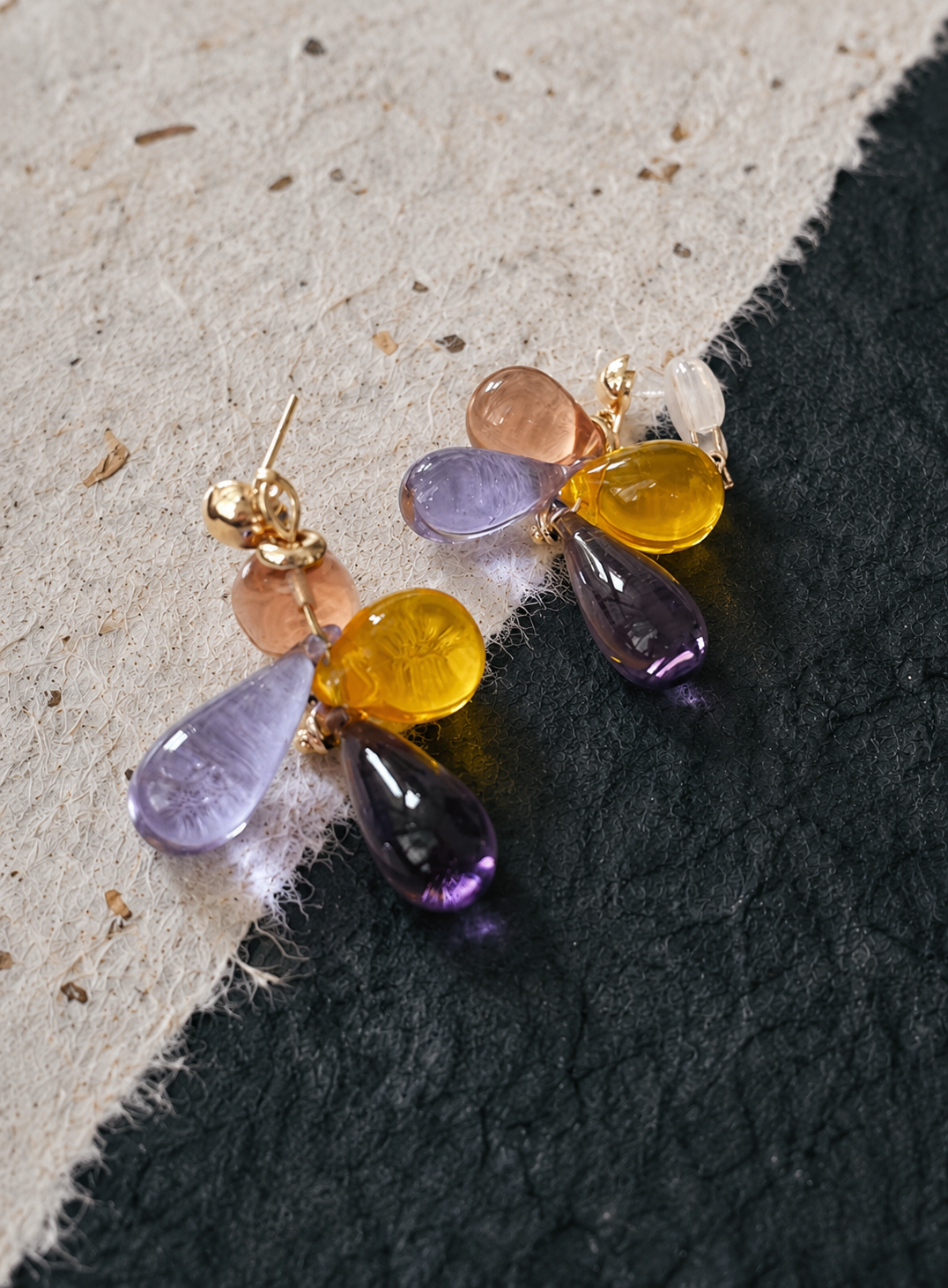 Romantic Yellow Glass Drop Earrings