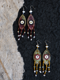 Beaded Tassel Fabric Art Earrings
