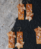 Rust Dye Linen Art Earrings