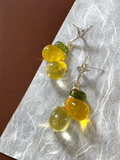 Autumn Yellow Crystal Glass Earrings