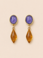 Vintage Chinese Style Glass Teardrop Earrings