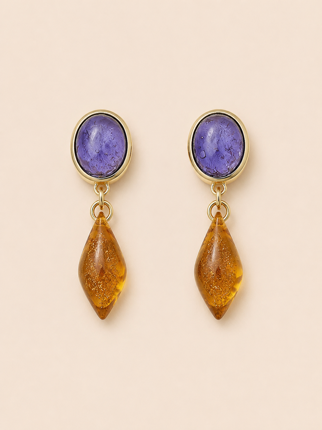 Vintage Chinese Style Glass Teardrop Earrings