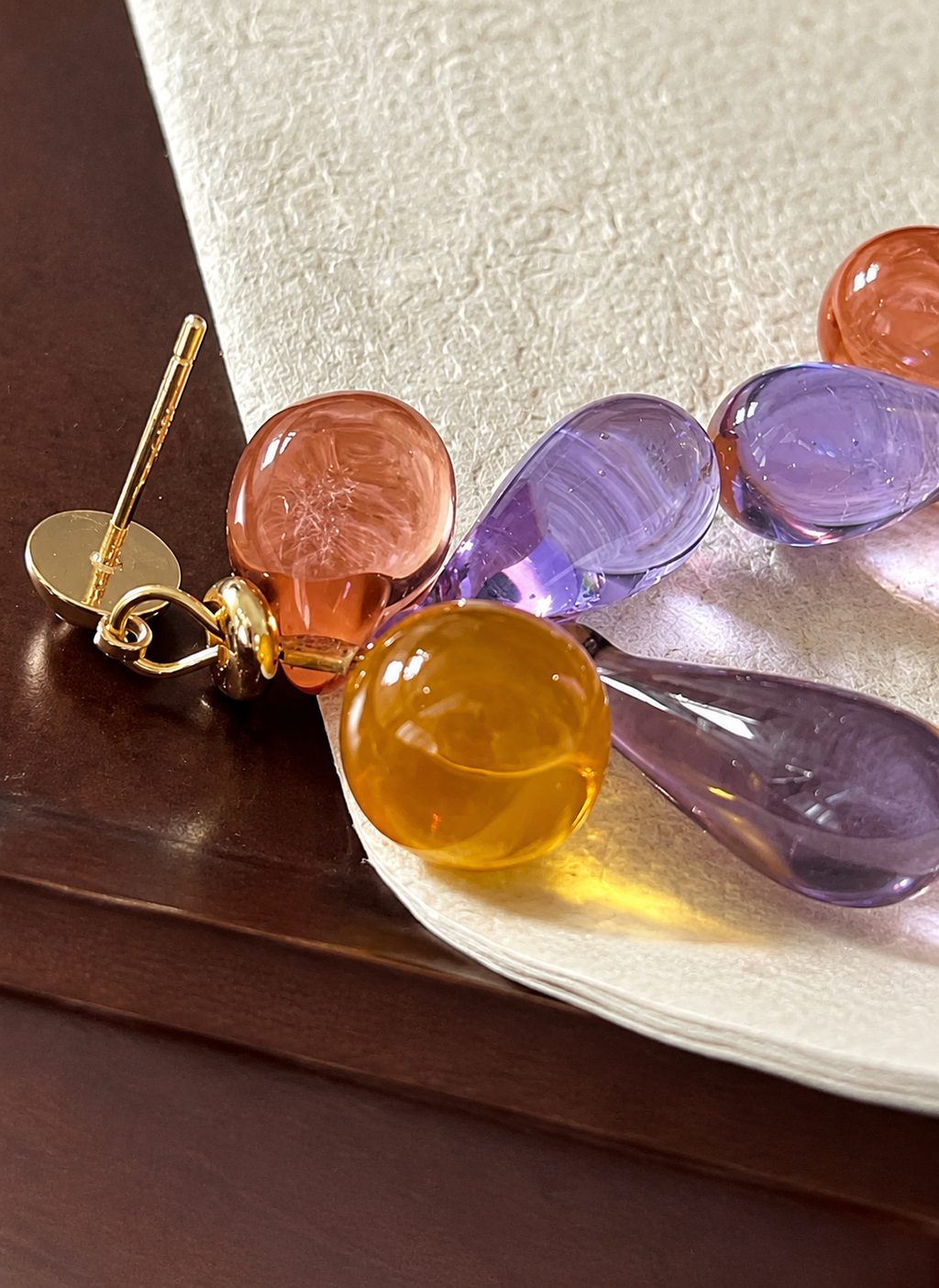 Romantic Yellow Glass Drop Earrings