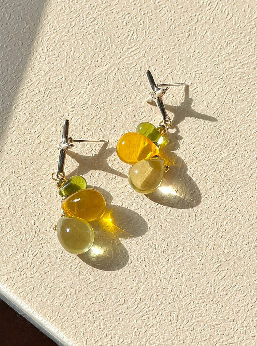 Autumn Yellow Crystal Glass Earrings