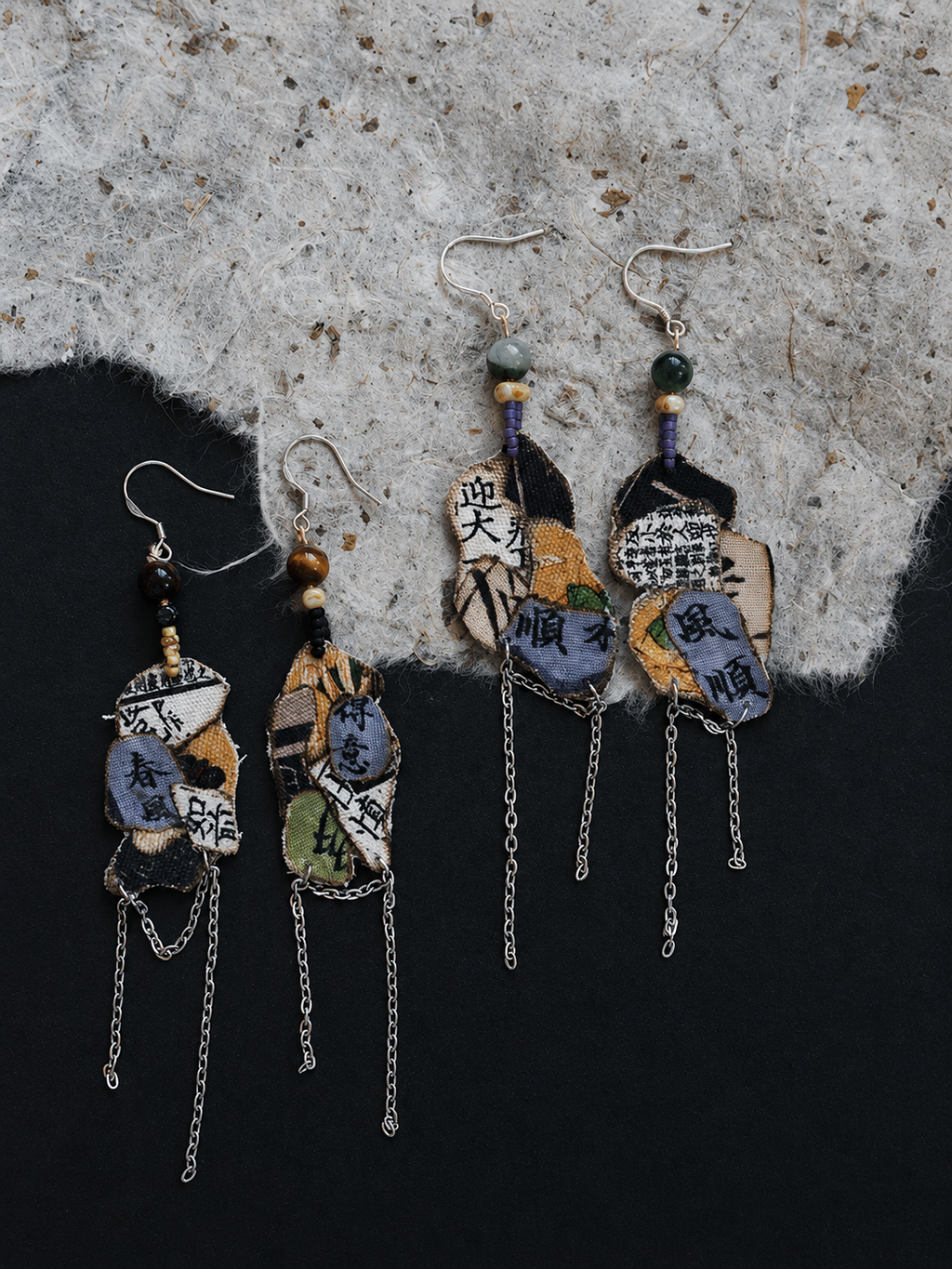 Kinsai Ink Art Fabric Earrings