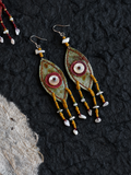 Beaded Tassel Fabric Art Earrings