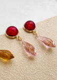 Vintage Chinese Style Glass Teardrop Earrings