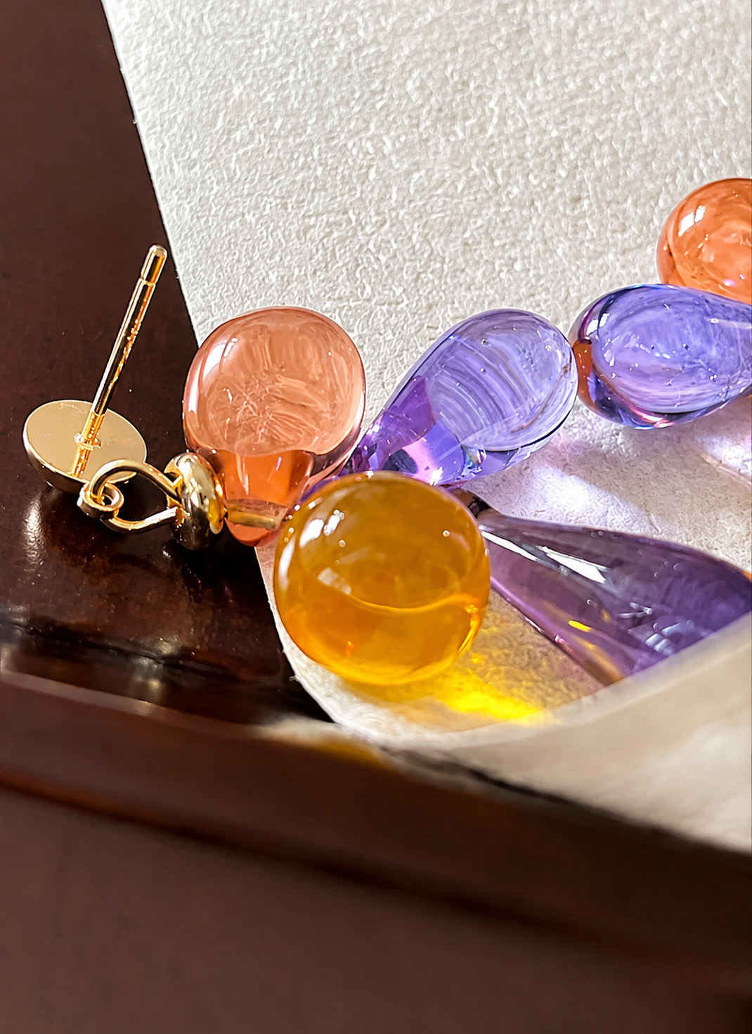 Romantic Yellow Glass Drop Earrings
