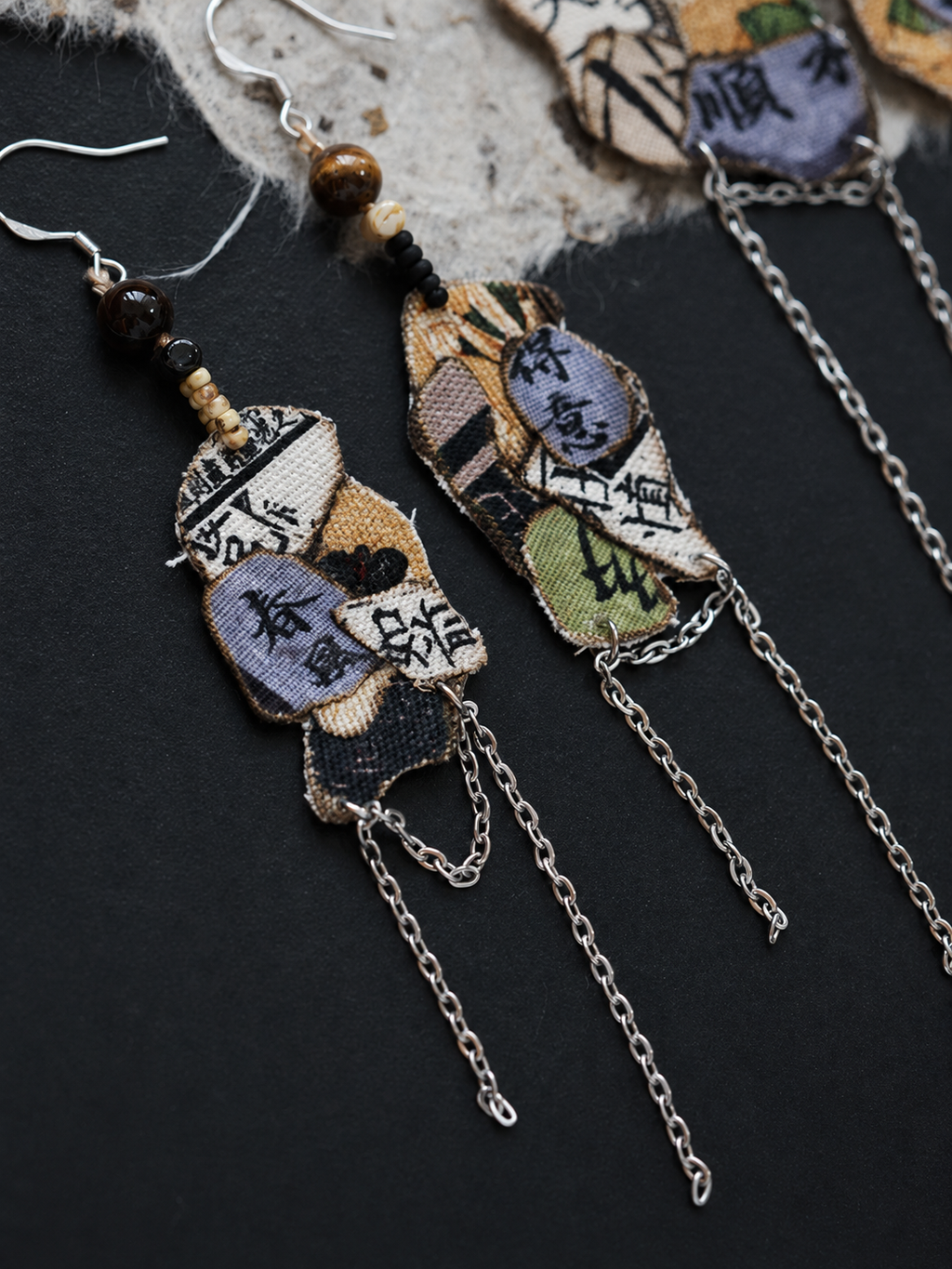 Kinsai Ink Art Fabric Earrings