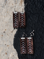 Purple Brown Botanical Embroidery Earrings