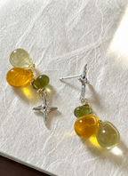 Autumn Yellow Crystal Glass Earrings