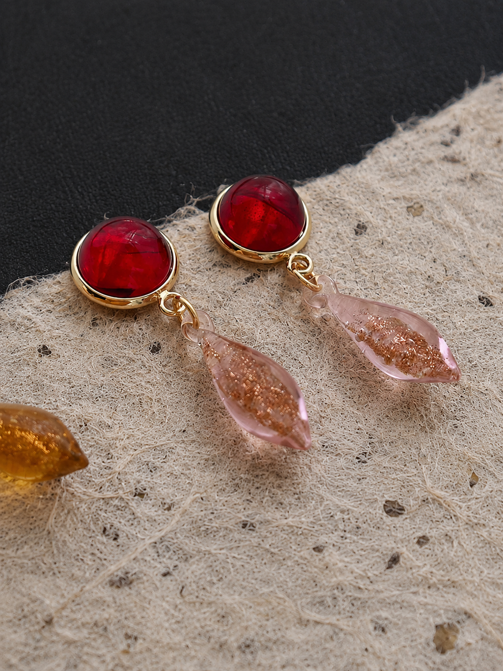 Vintage Chinese Style Glass Teardrop Earrings