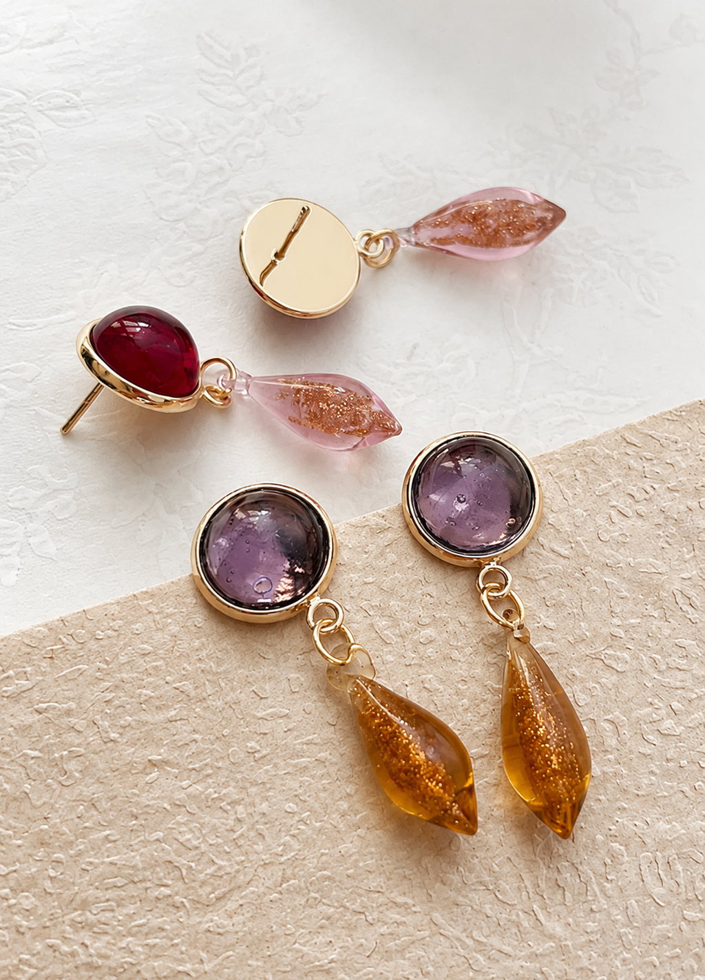 Vintage Chinese Style Glass Teardrop Earrings