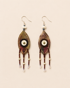 Beaded Tassel Fabric Art Earrings