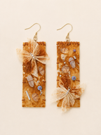 Rust Dye Linen Art Earrings