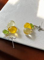 Autumn Yellow Crystal Glass Earrings
