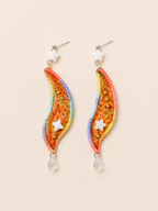 Embroidered Star Drop Fabric Earrings