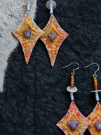 Geometric Diamond Fabric Star Earrings
