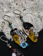 Kinsai Vintage Calligraphy Fabric Earrings