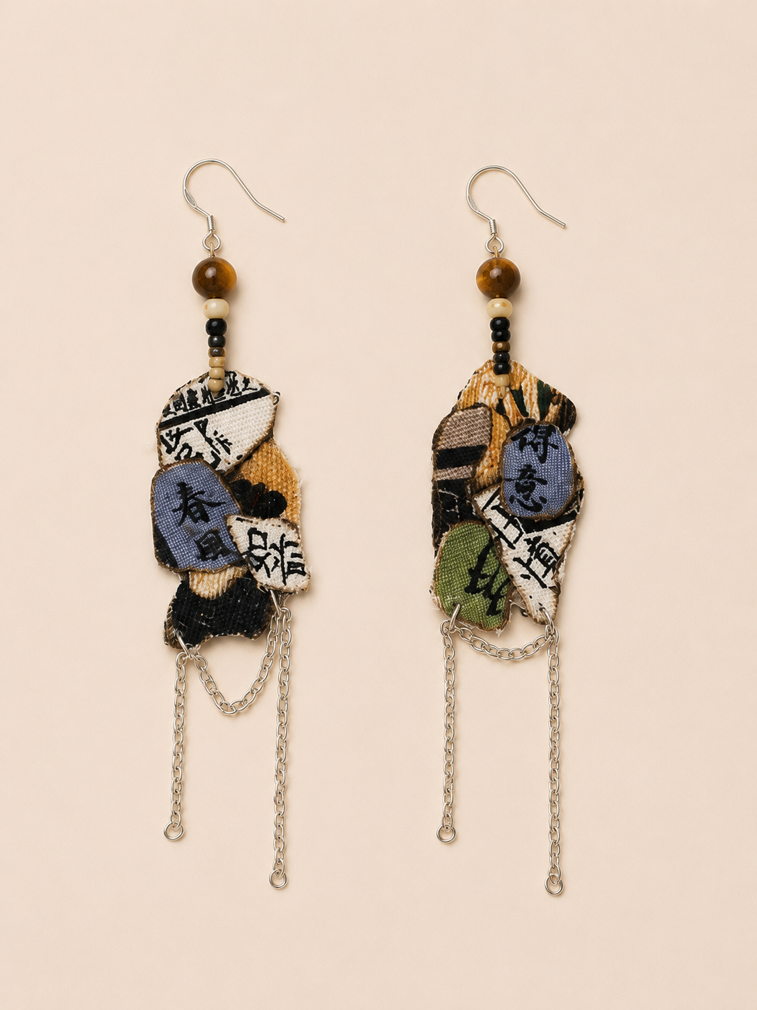 Kinsai Ink Art Fabric Earrings