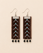 Purple Brown Botanical Embroidery Earrings