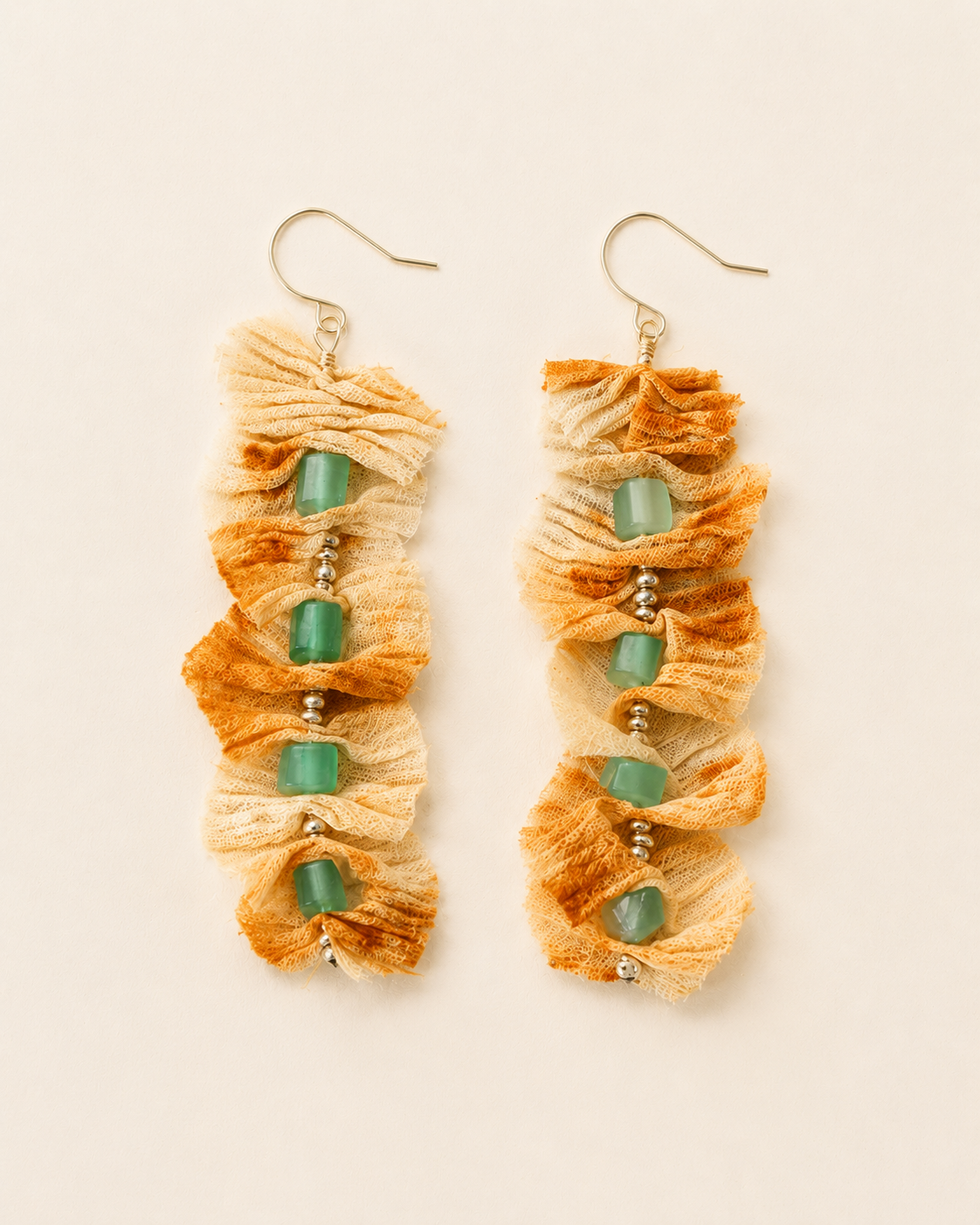 Handcrafted Pleated Fabric Statement Earrings