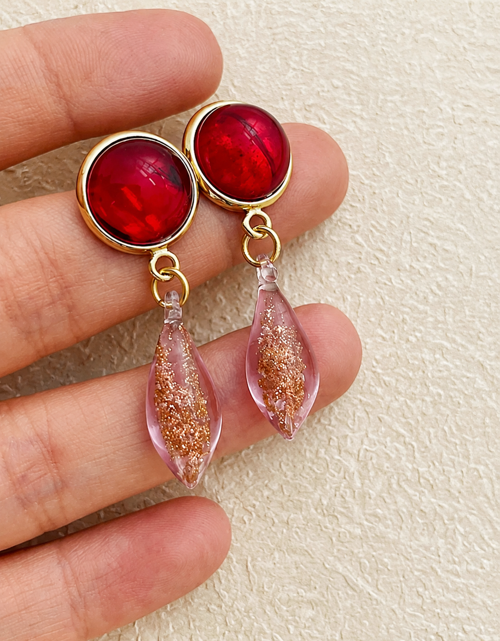 Vintage Chinese Style Glass Teardrop Earrings